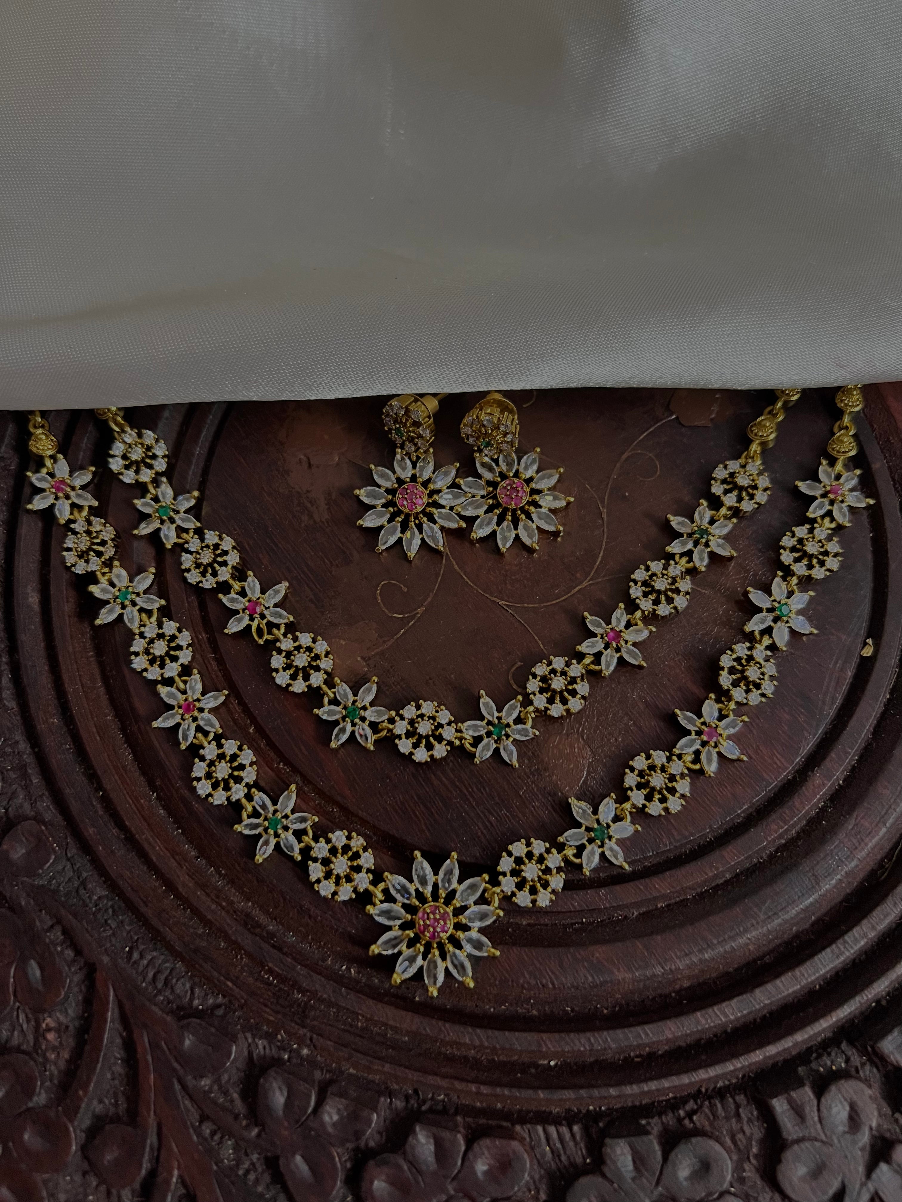 Floral double layer neckpiece Nk2048