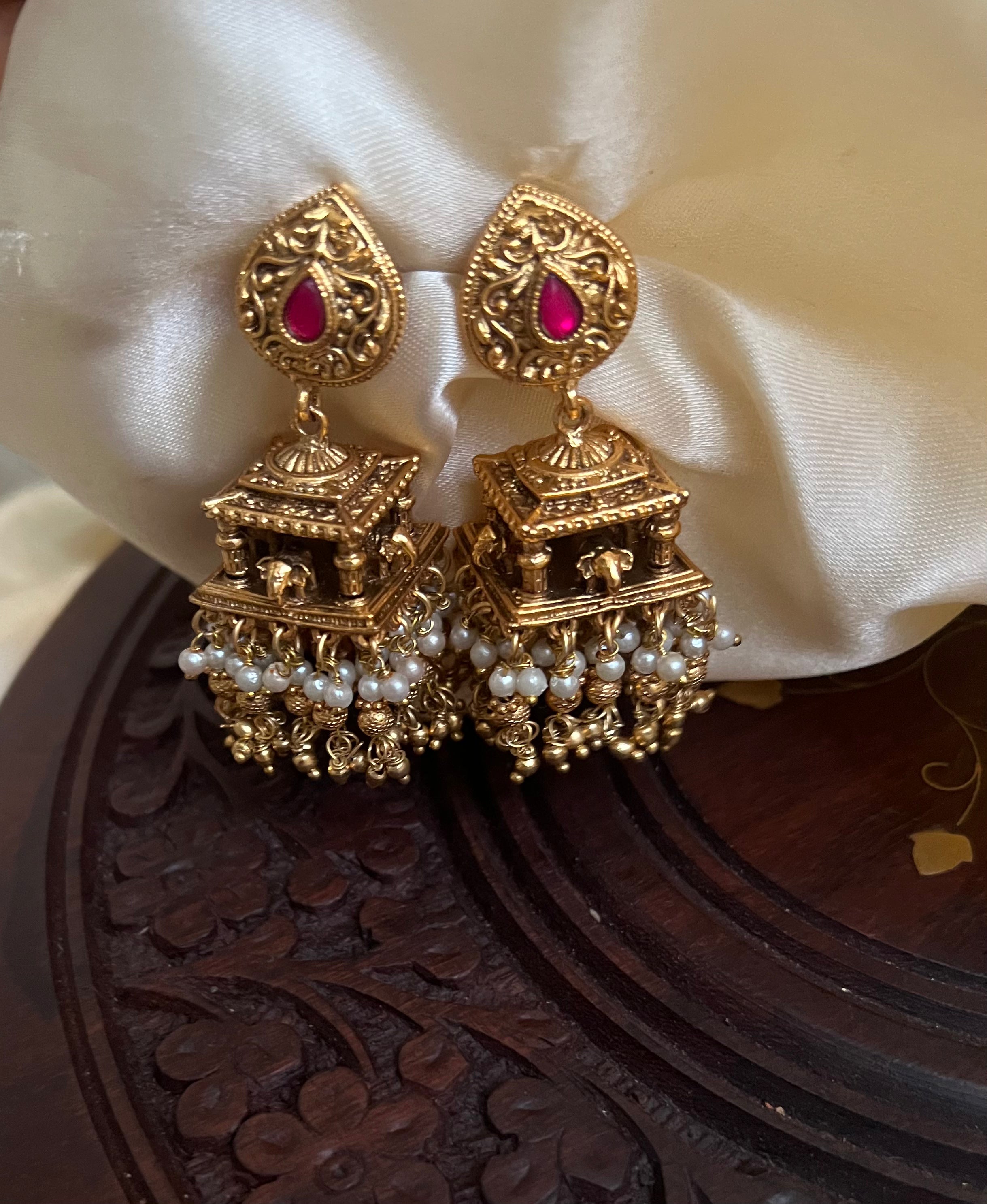 Elephant Pearl Jhumka ER1015