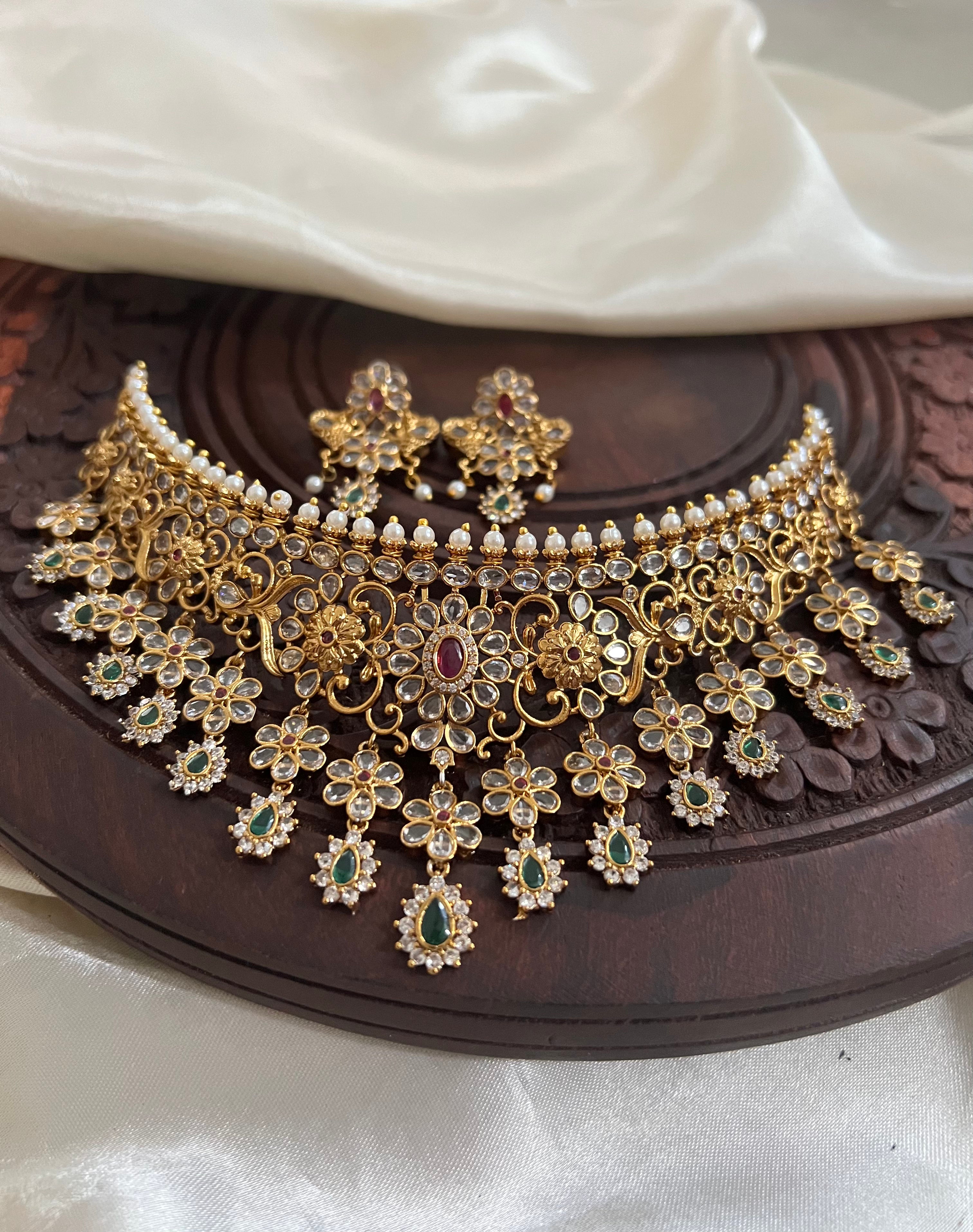 Kundhan polki style stone bridal choker necklace Nk2052