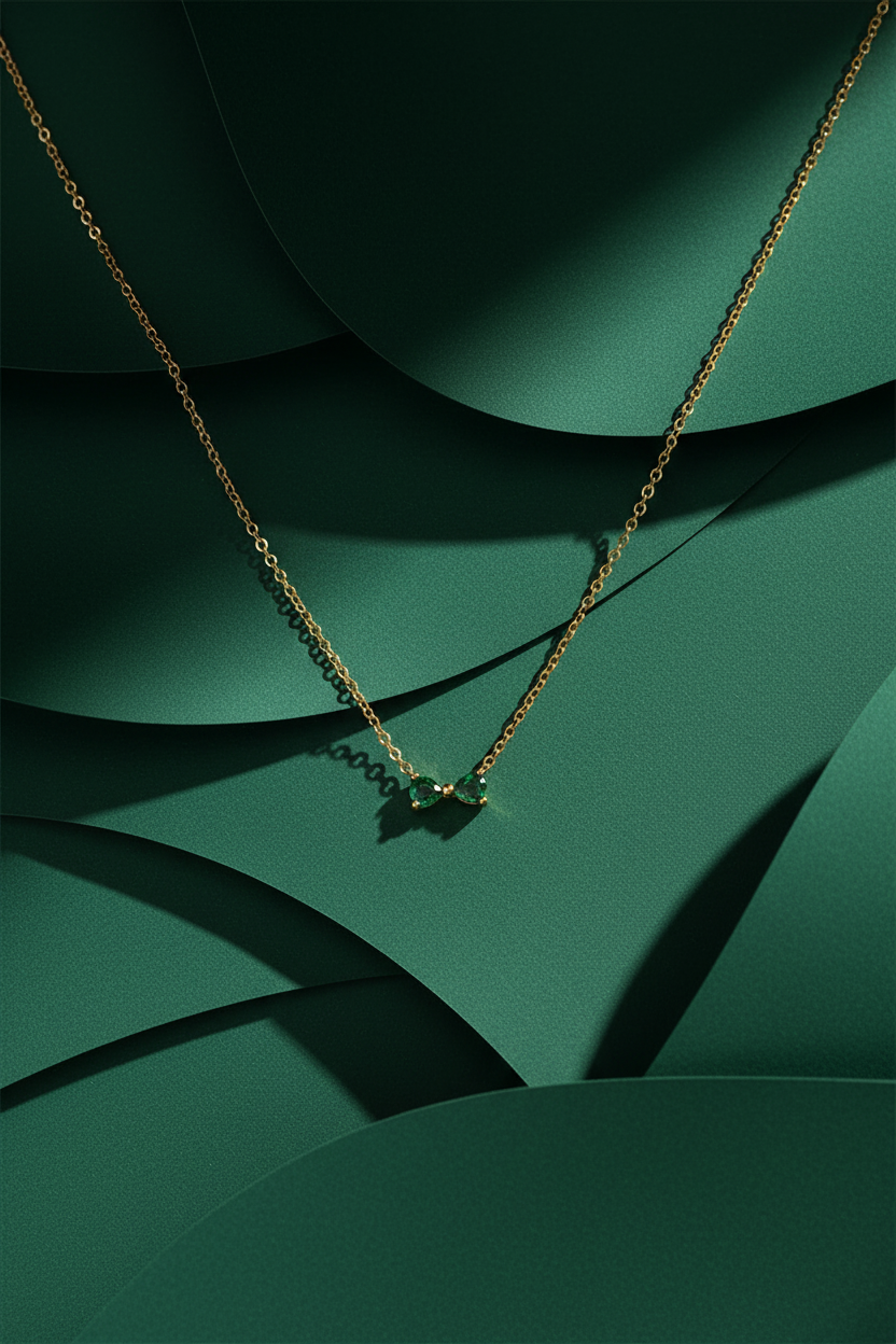 Minimal green bow pendant ATN36
