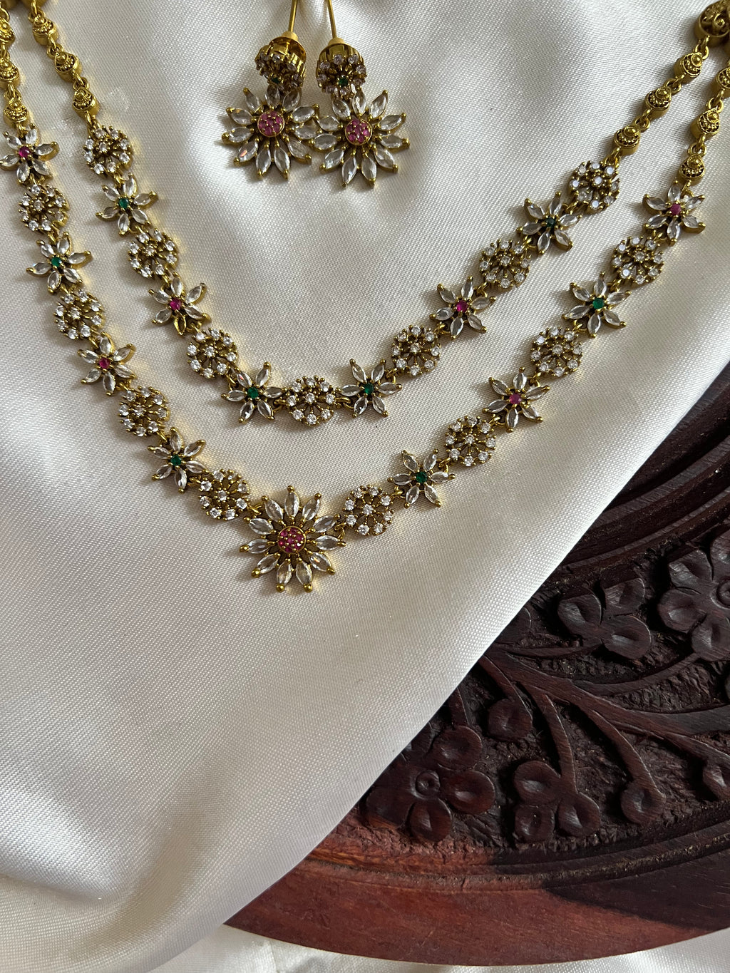 Floral double layer neckpiece Nk2048