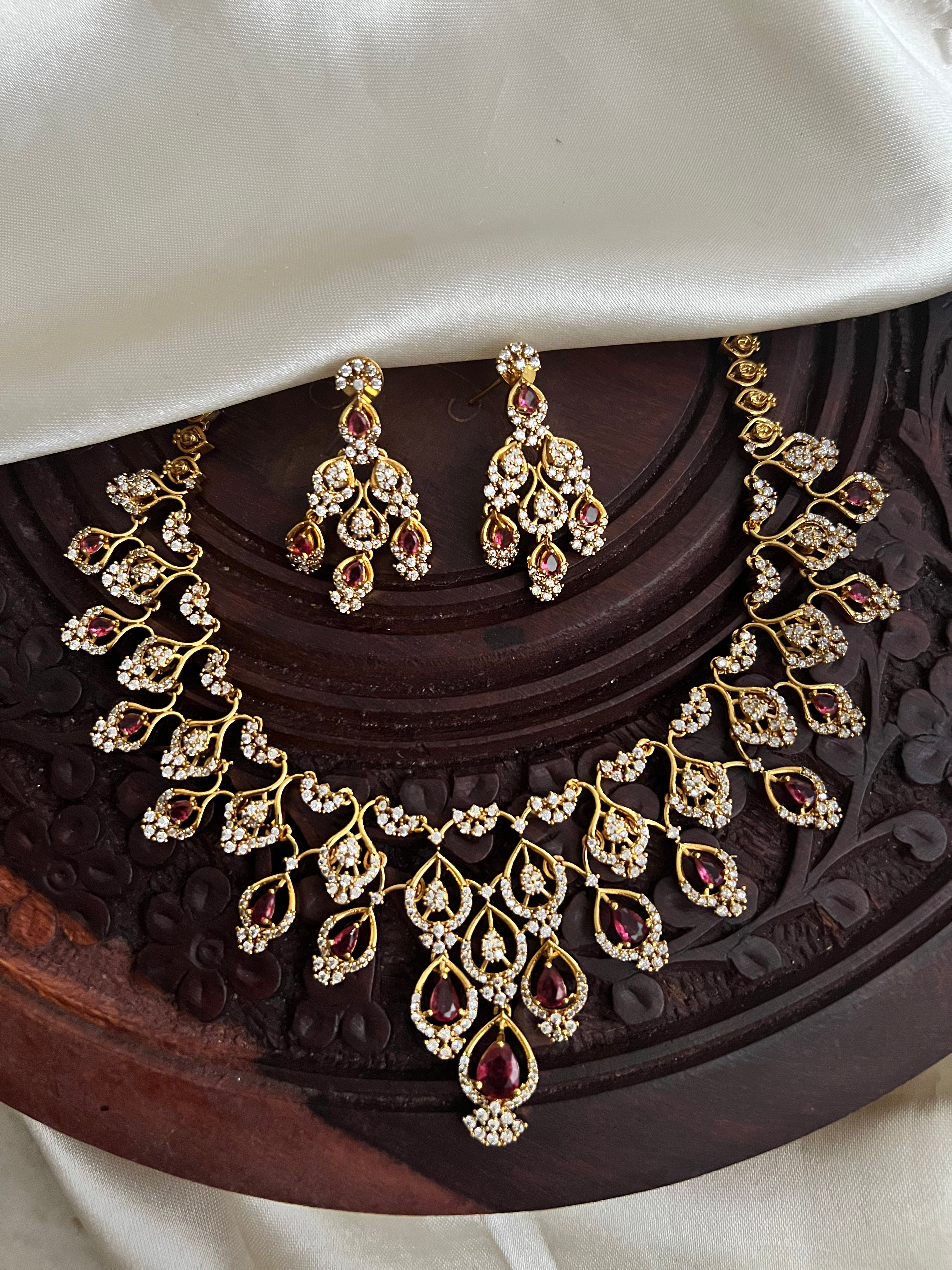 Pink Diamond Bridal Necklace Nk2079