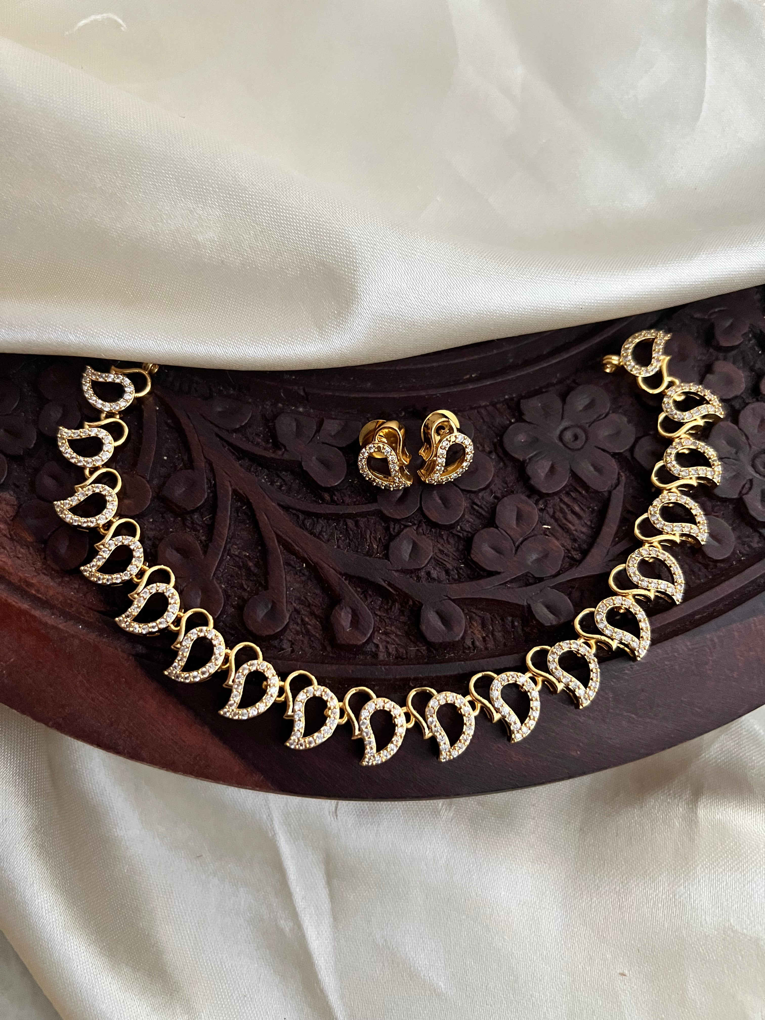 AD stone double mango necklace Nk2076