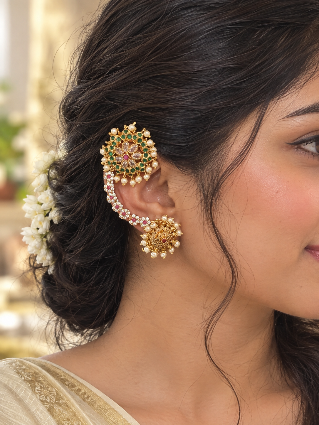 Bridal pearl stud earcuff ER3023