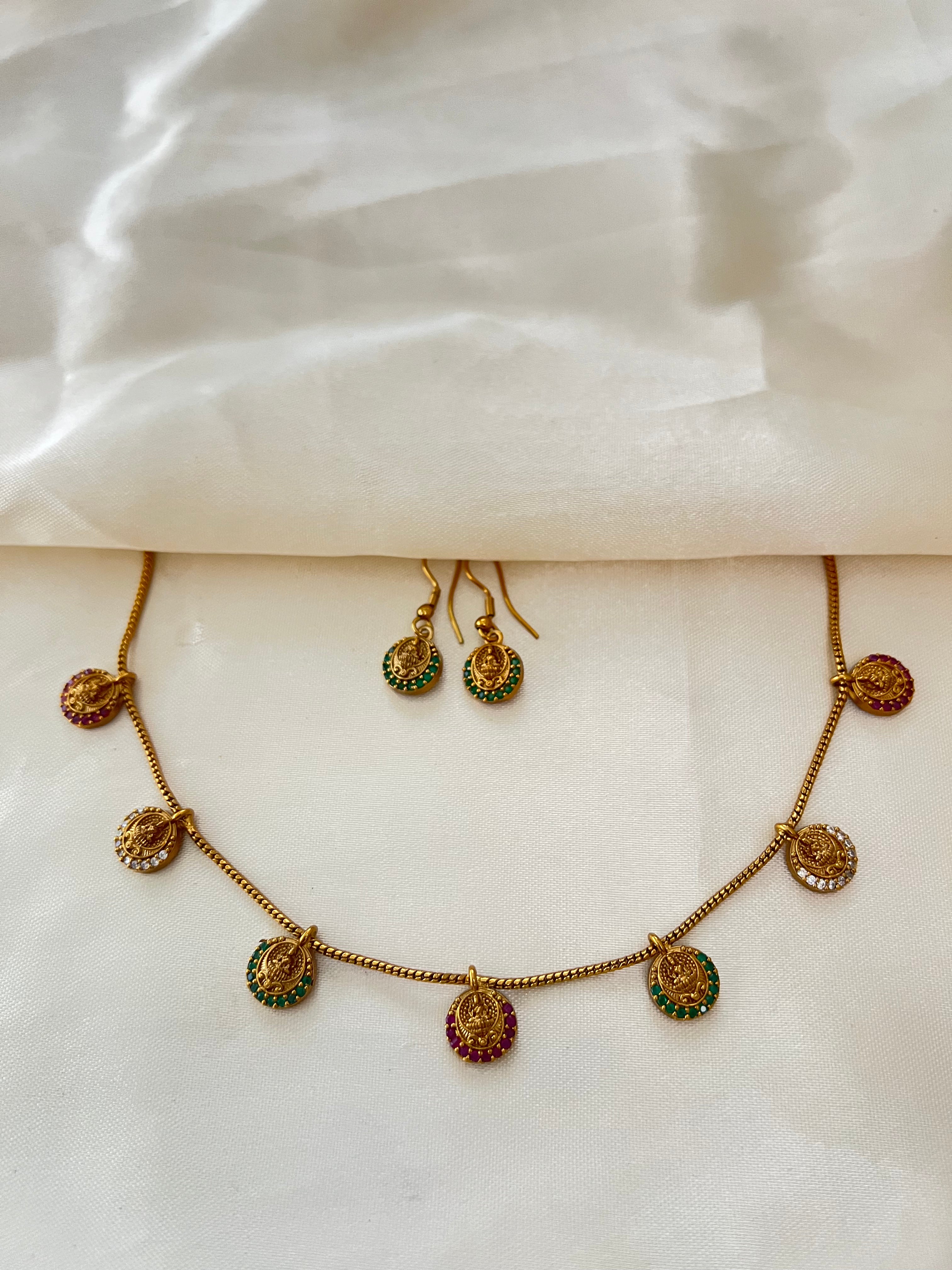 Lakshmi coin stone necklace (small) NK1022