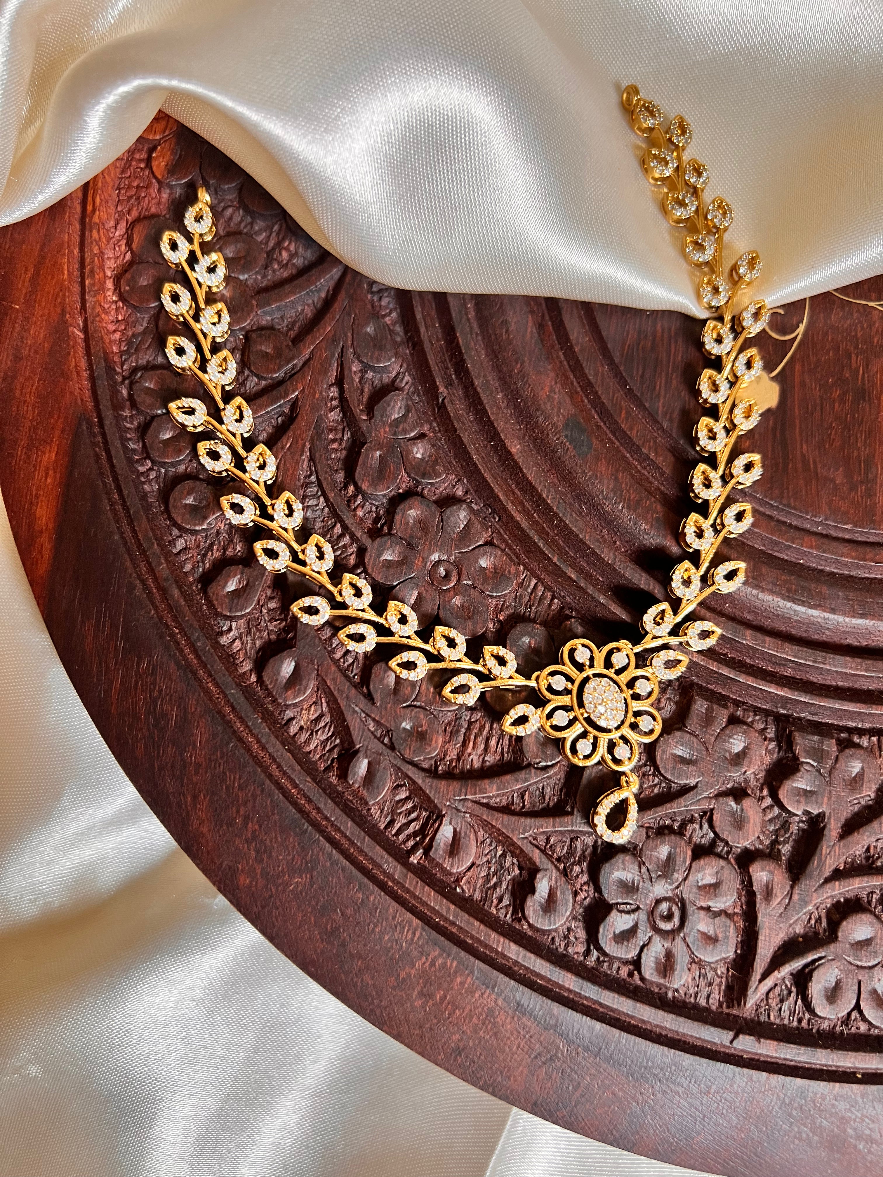 AD stone floral Necklace NK1043